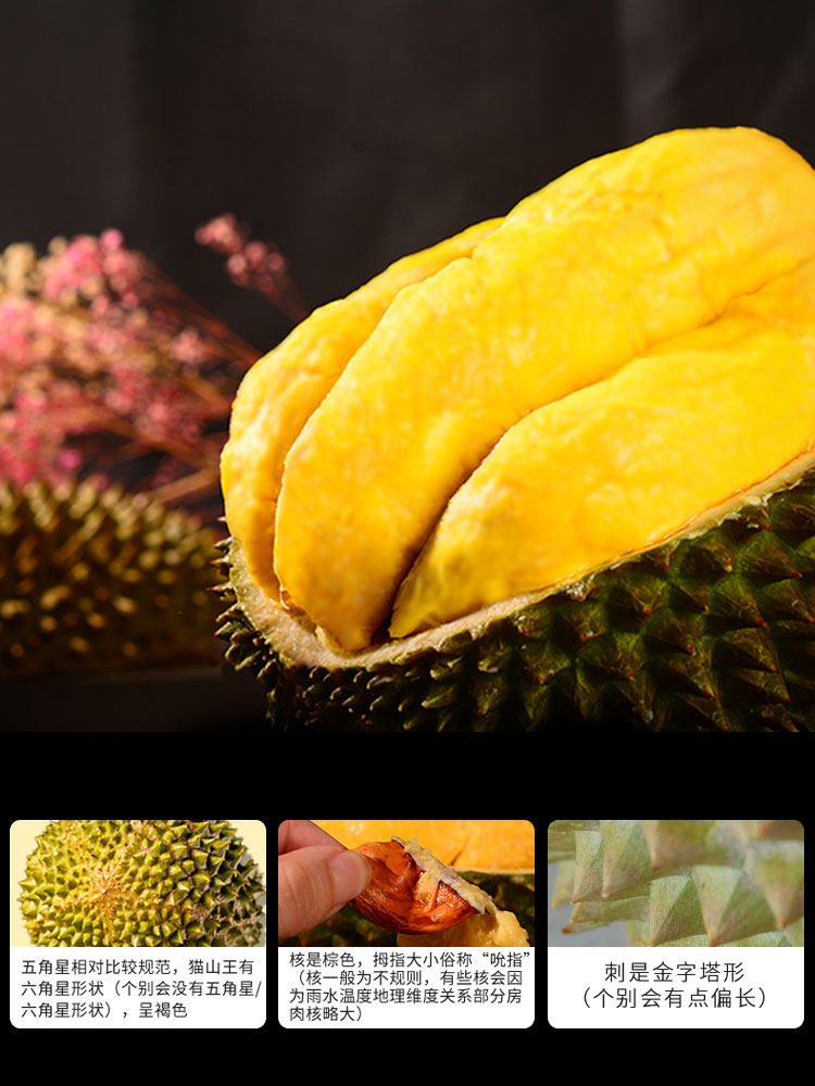 正宗猫山王榴莲整个带壳马来西亚新鲜进口水果d197榴莲