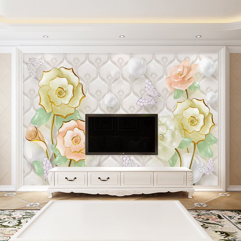 3d客厅电视背景墙壁纸沙发简约现代墙纸卧室北欧软包个性壁画墙布
