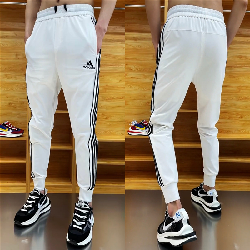 2022夏季休闲裤男薄款速干潮牌冰丝运动裤时尚百搭白色修身小脚裤