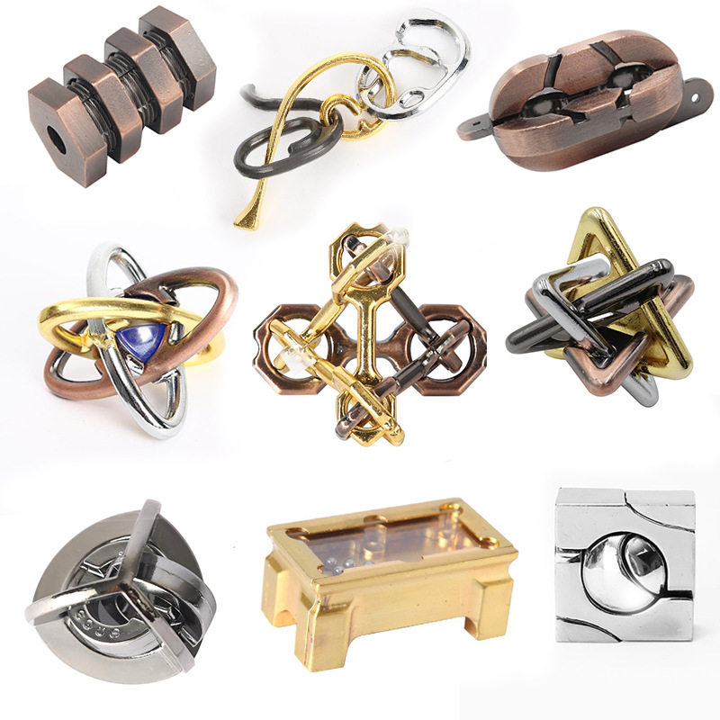 puzzle新款合金解锁高难度魔锁天智力解玩具孔明锁解锁