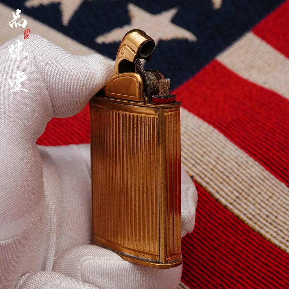 老式复古打火机古董煤油镀金加长1940年代文斯埃文斯煤油打火机