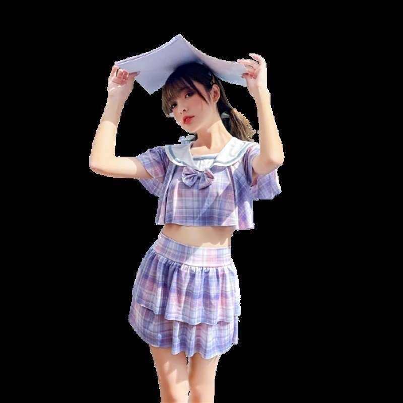 2021jk泳衣泳裤少女俏皮温柔性感专业尴尬游泳分体泳衣