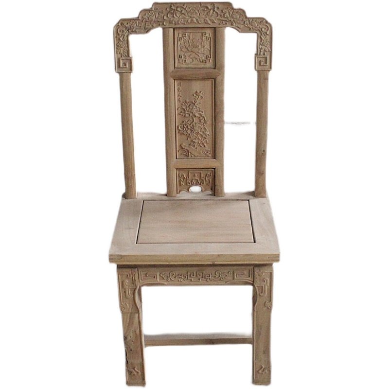 网红北方榆木中式仿古实木餐椅白茬白胚坯椅子餐椅