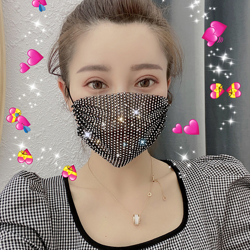 口罩抖音同款网红带钻女夏满钻镶钻个性水钻防晒面纱