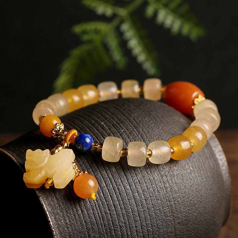 金丝玉天然新疆手链多彩玉石糖果色女款手串貔貅手链