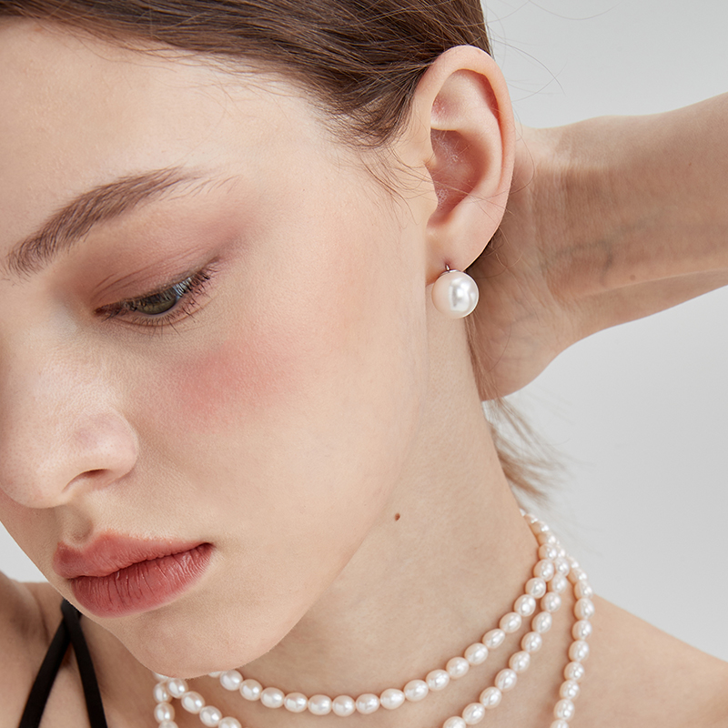 韩国小众高级感施家珍珠耳钉s925纯银耳环潮博耳环