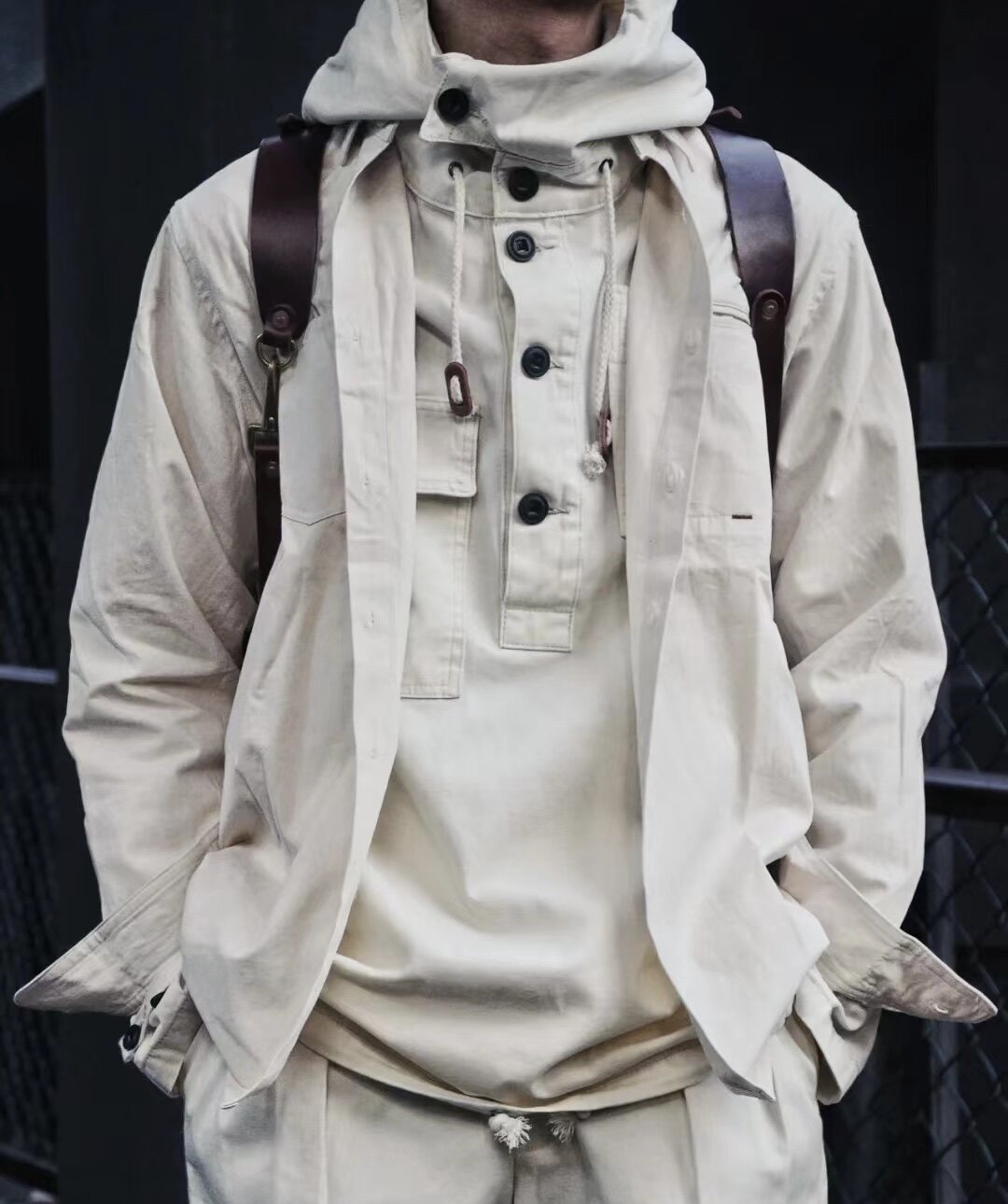 马登工装美式复古二战米白甲板恶劣天气外套卫衣