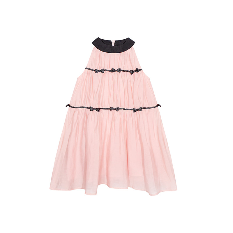 opennunu女童法式立体蝴蝶结仙女裙夏季新款梦幻粉儿童无袖连衣裙