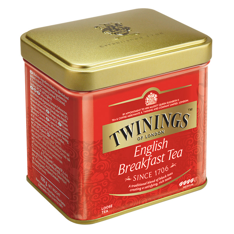 英国twinings川宁茶英式早餐红茶100g铁罐装散茶叶伴手礼