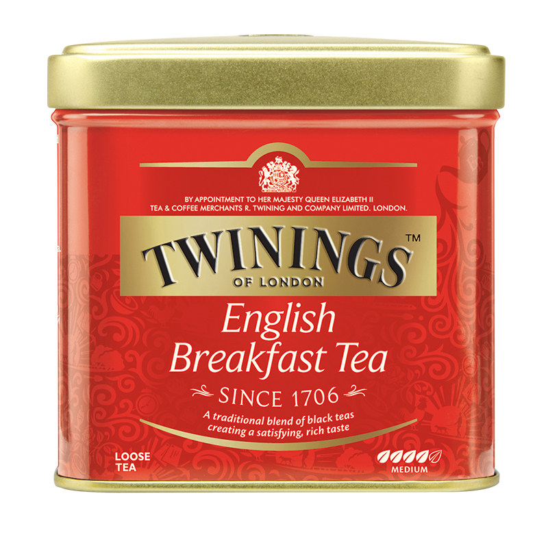 英国twinings川宁茶英式早餐红茶100g铁罐装散茶叶伴手礼