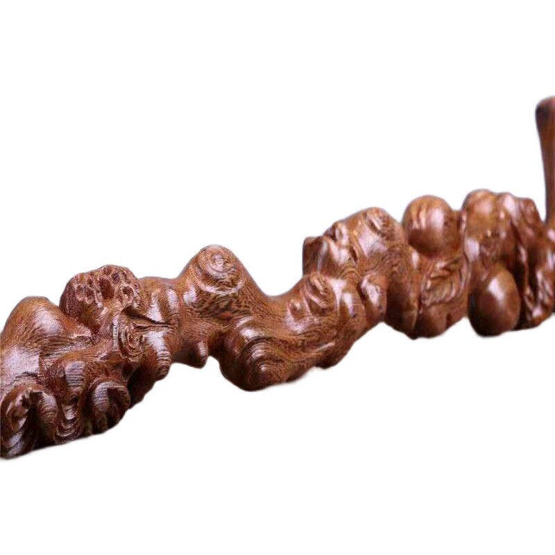 拐杖寿桃鸡翅木红木拐棍老人实木木质根雕手杖摆件