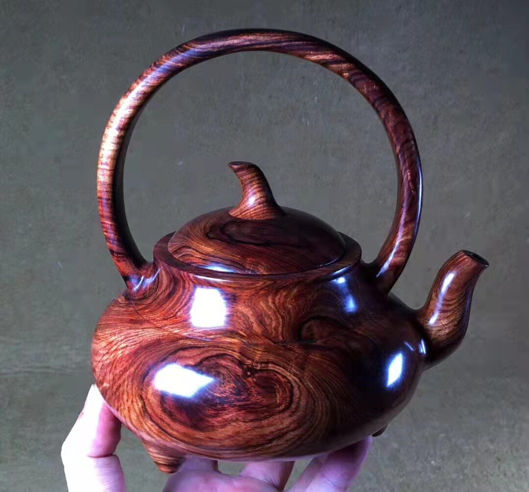 仙寻海南黄花梨大宋提梁壶海黄紫油梨老红木茶具木雕