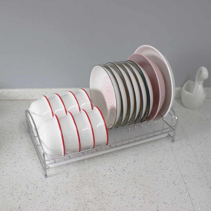 不锈钢厨房碗碟盘置物收纳架子台面可挂墙沥接晾t控水单层双排实