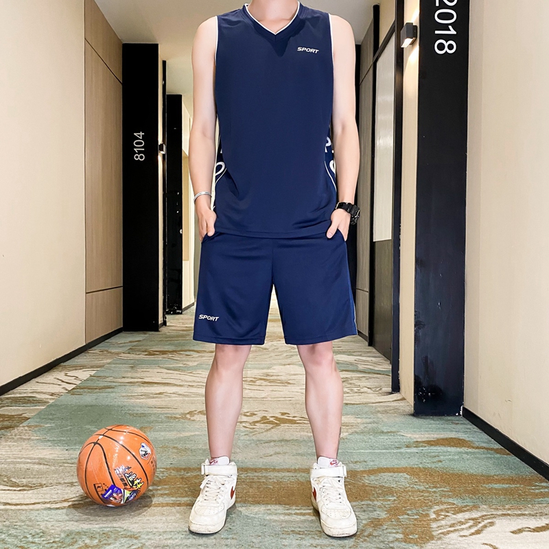 篮球服男夏季速干宽松学生冰丝背心训练球衣跑步运动无袖T恤套装