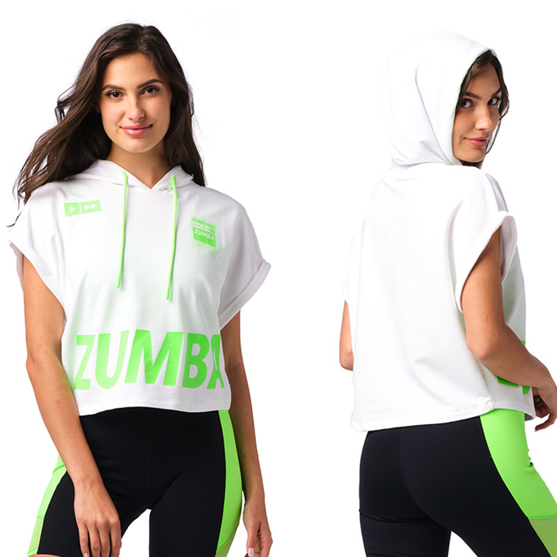 新品zumbawear尊巴白色短袖个性套头官方旗舰店正品健身衣
