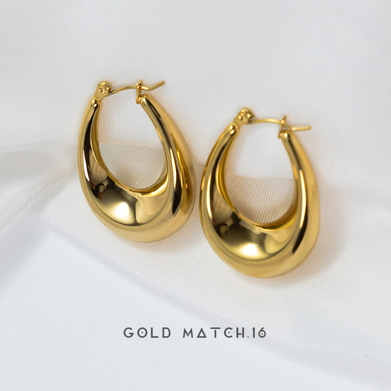 欧美风夸张金属大圆圆圈耳环2022年新款金色圆环耳环