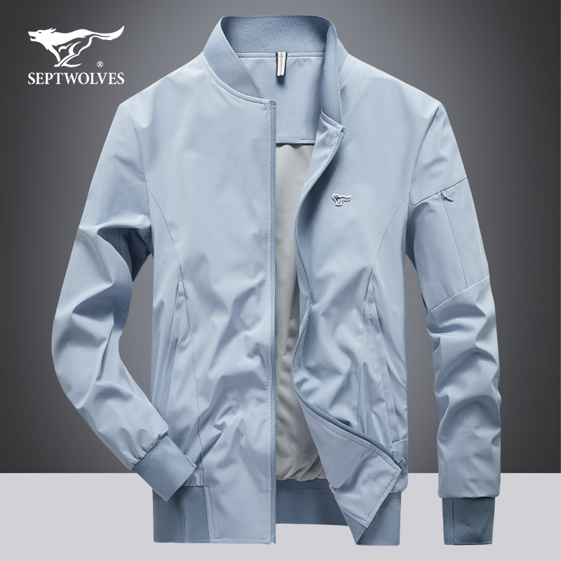 七匹狼夹克男2022春秋季新款外套春秋装立领商务休闲秋装上衣服潮
