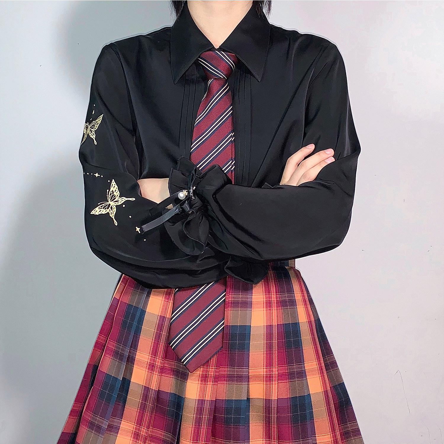 jk白色上衣长袖刺绣设计正版衬衣小浮超仙其他户外服装