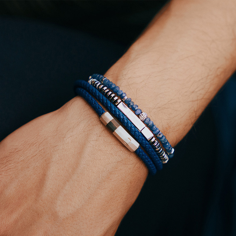 tateossian英国男士个性时尚潮流百搭手串蓝色幸运纽结手链