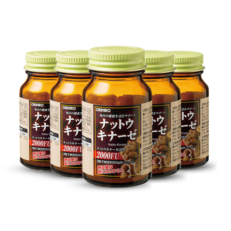 orihiro欧力喜乐日本原装进口纳豆激酶软胶囊5瓶家庭纳豆提取物
