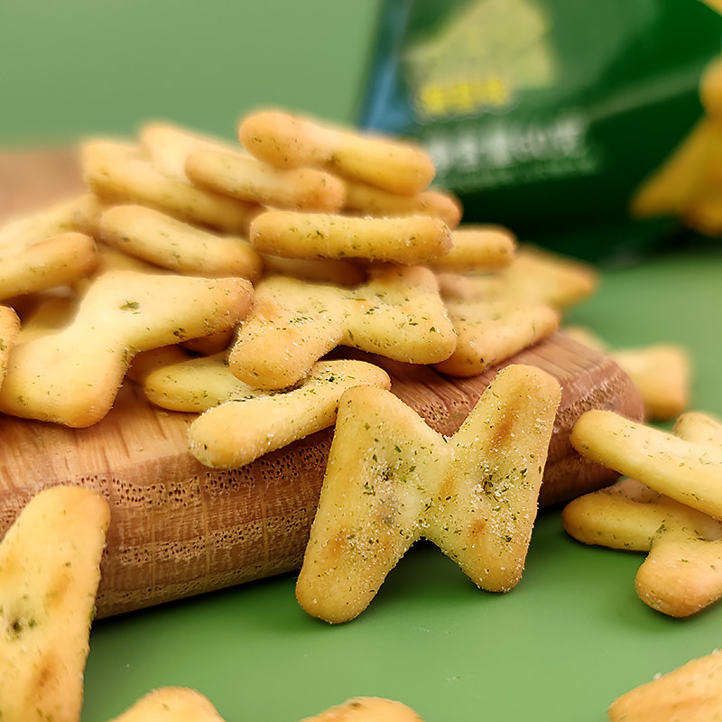 蔡记饼干海苔味苏打薄脆网红闪电休闲零食办公室发酵饼干