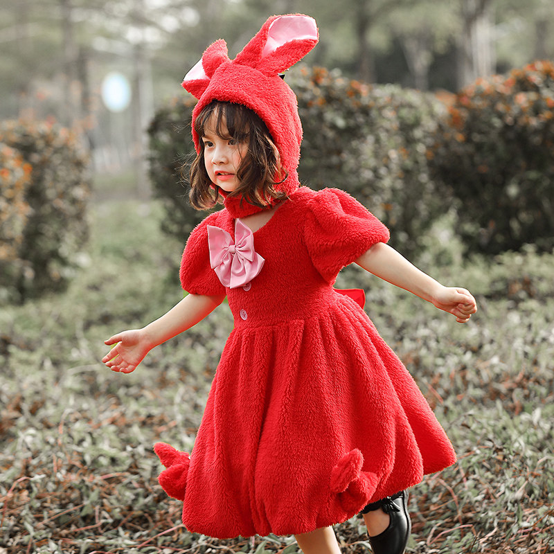 圣诞节儿童服装女童cosplay动物小兔子角色装扮幼儿园宝宝儿童演出服