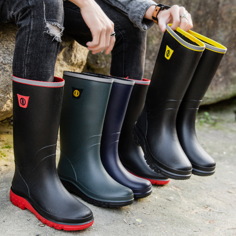 雨鞋男款士高筒雨靴防水女款保暖防滑钓鱼厨房雨鞋