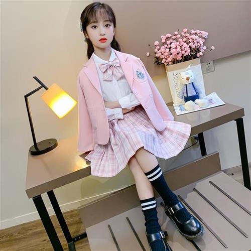 西装女孩十岁短裙中小学生儿童衬衫学院女童套装学生校服