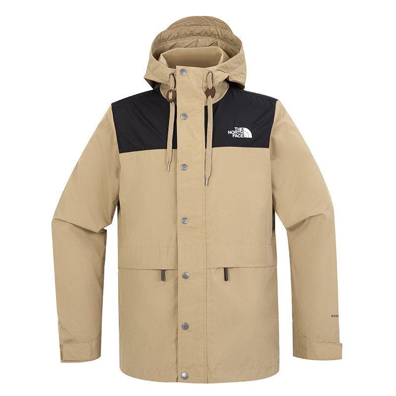 外套北面冲锋衣男秋季新款户外卡其色梭织保暖冲锋衣