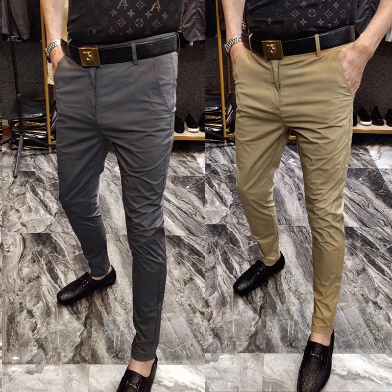 个性网红时尚修身22秋季薄款男士商务休闲裤小脚长裤韩版舒适男裤