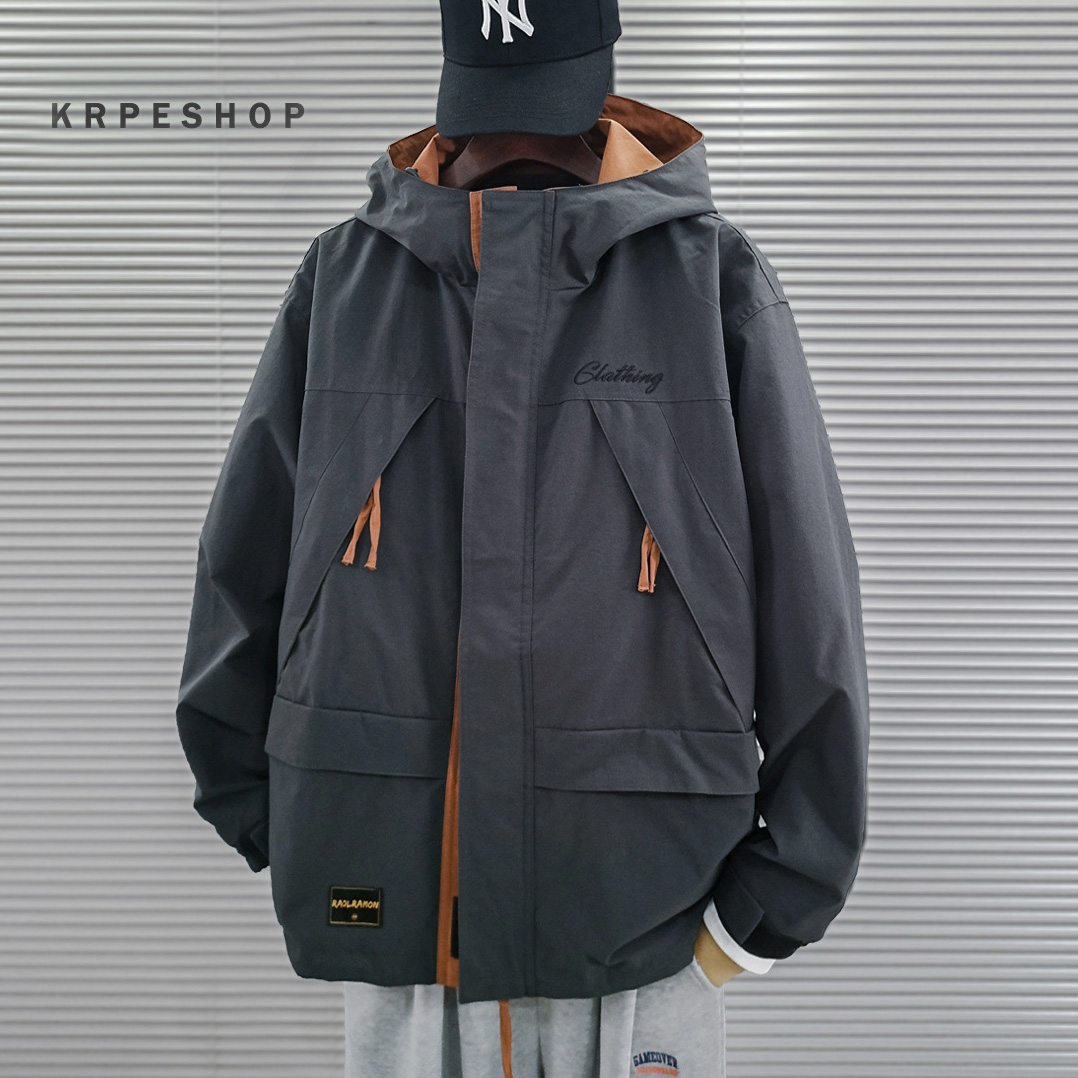 工装夹克外套男2022春季夹棉衣服2021年新款日系秋冬薄装冲锋衣潮