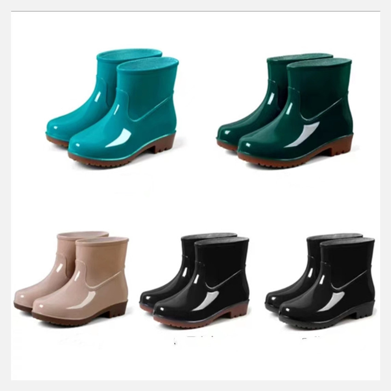 低帮厨房胶鞋劳保牛筋短筒四季户外雨鞋保暖雨鞋