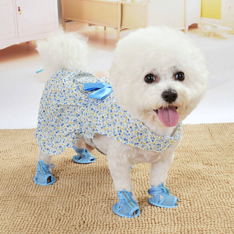 夏天狗狗鞋子不掉脚套泰迪一套4只小型凉鞋宠物鞋子