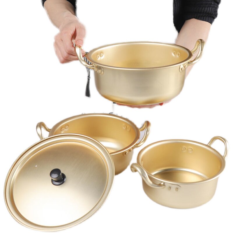 韩国方便面铝锅黄铝锅面锅锅煮双耳泡面网红韩式汤锅