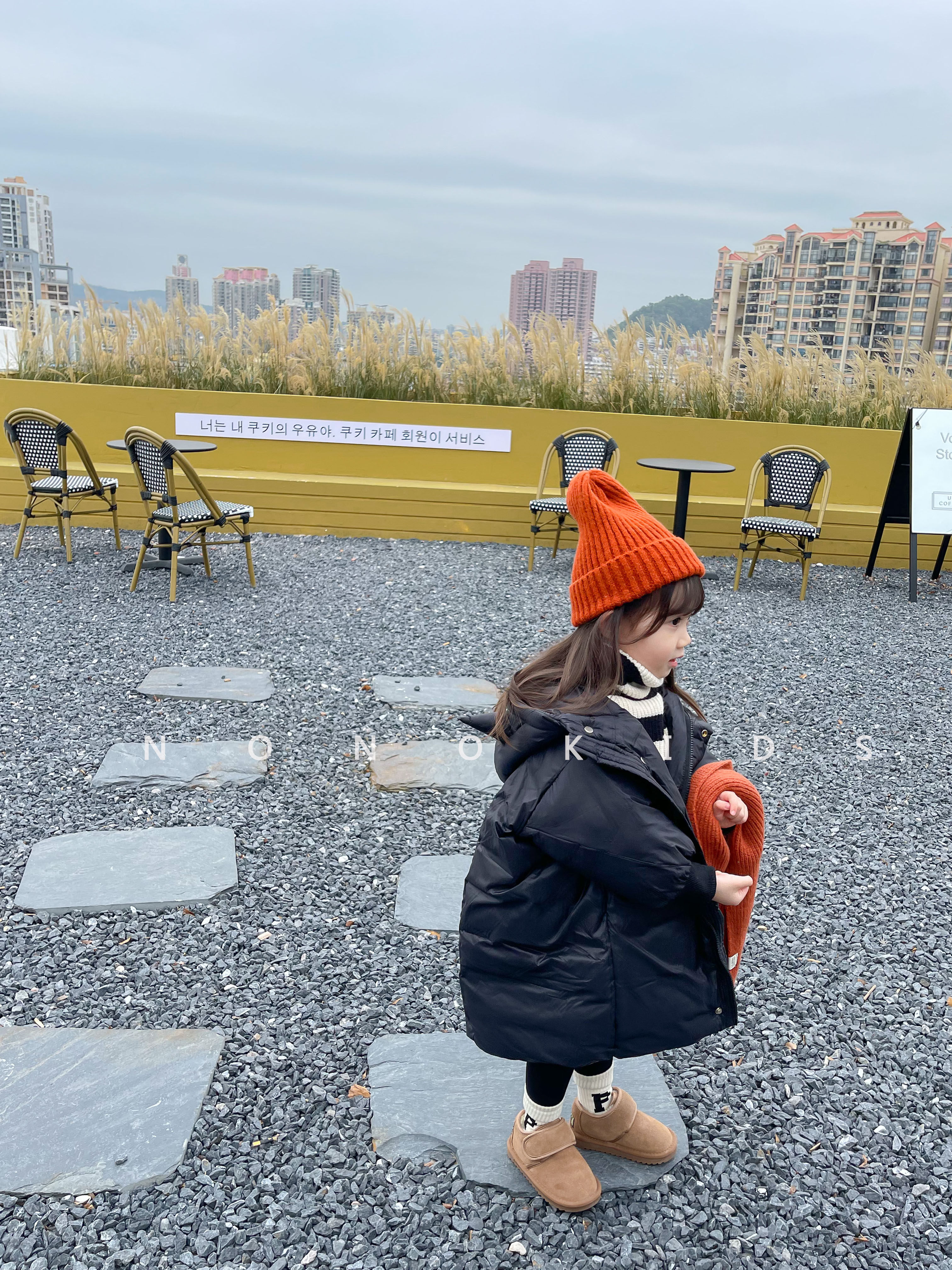 外套nono鸭绒中长羽绒服连帽小恶魔child白鸭绒女童羽绒服