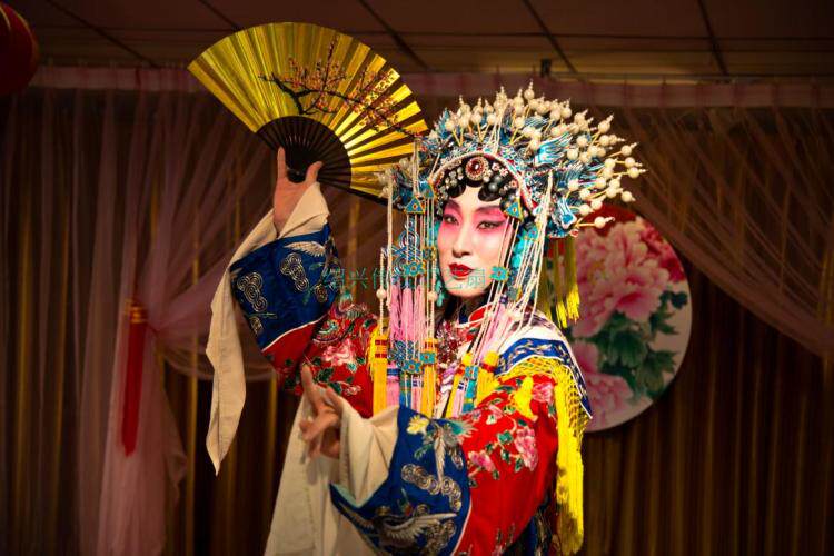 戏曲扇子小生包邮贵妃醉酒越剧花旦用品金扇扇子