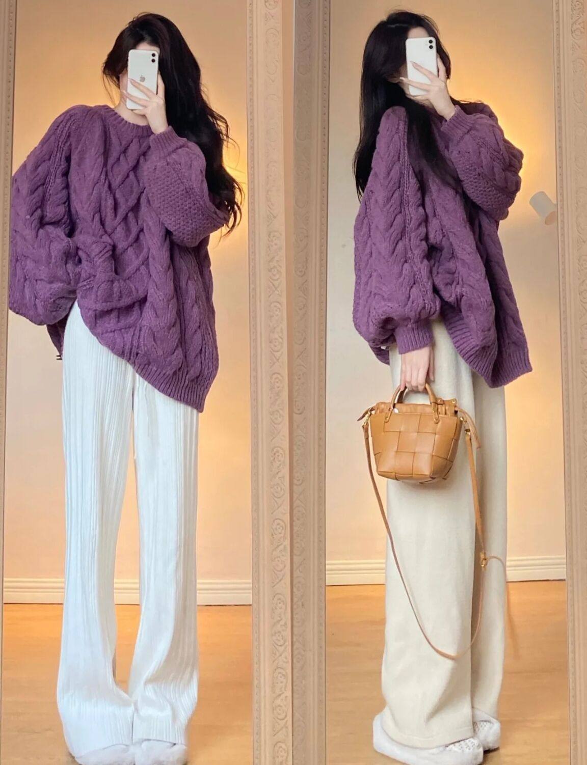 秋冬女装搭配一整套温柔奶系穿搭盐系高级感微胖显瘦减龄两件套装