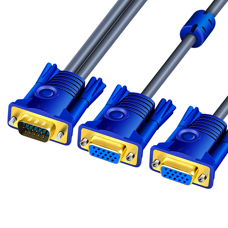 蓝海一进扩展屏幕多屏2出频器显示器vga高清vga线