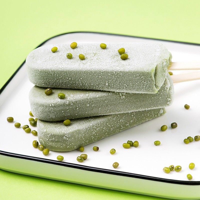40支蒙牛绿色心情绿莎莎莎绿豆豆沙口味低糖木糖冰淇淋