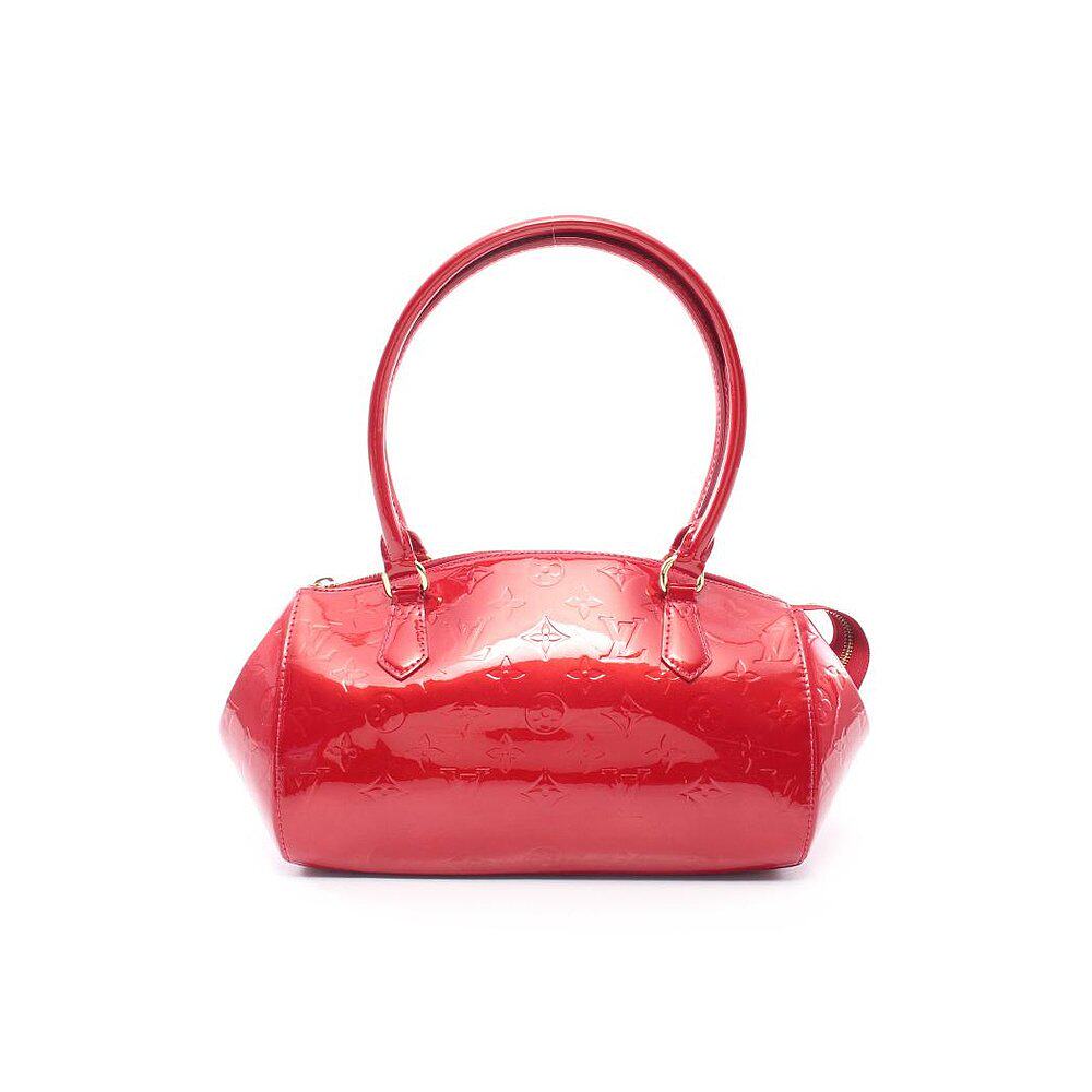 日本直邮中古lv路易威登sherwoodpm老花漆皮红苹果色女士包袋