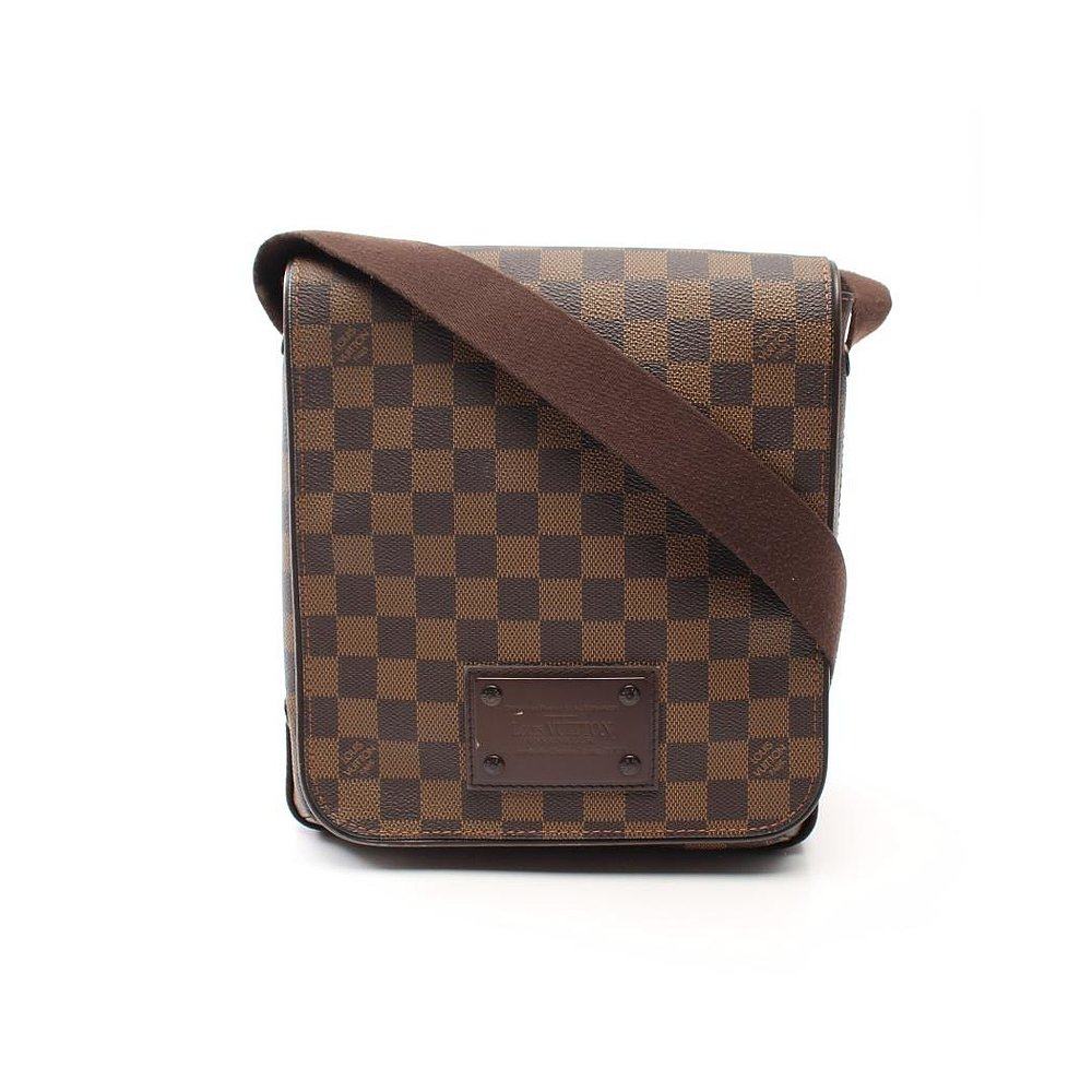 日本直邮中古lv路易威登brooklynpm乌黑黑色棋盘格肩包通用款女包