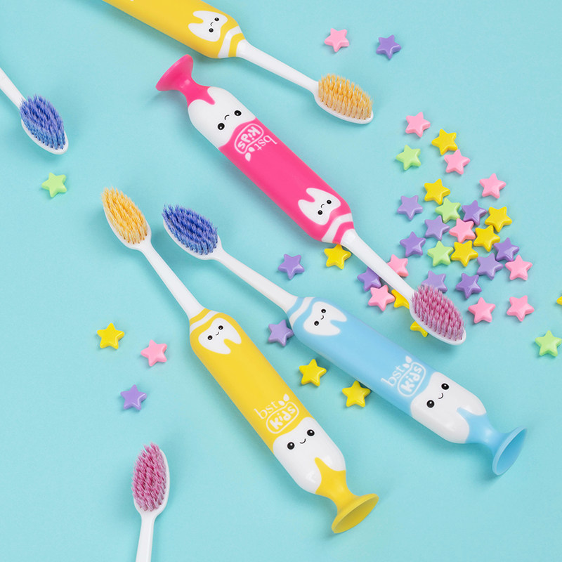 舒特泰国小头螺旋软毛儿童可爱爱宝宝岁以上吸盘牙刷