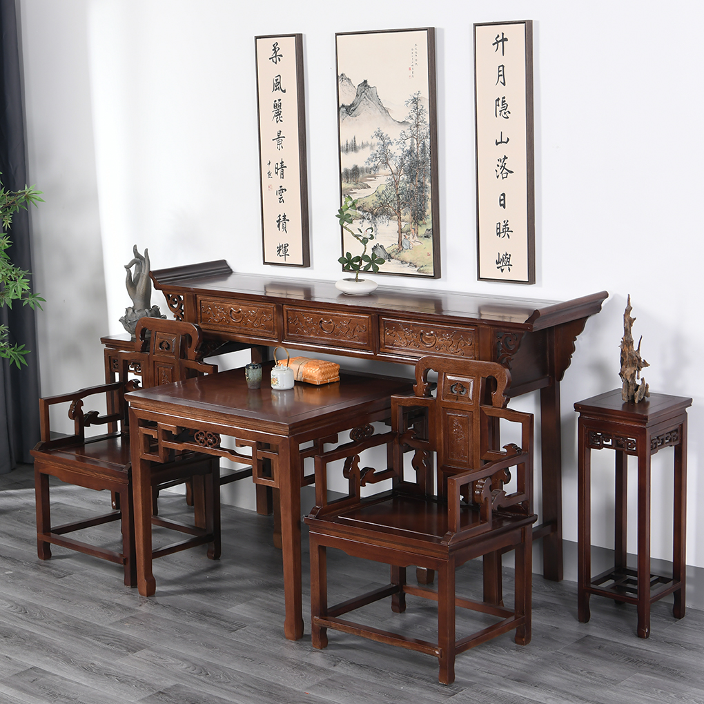 农村佛台供桌榆木家具堂屋仿古八仙桌中堂中式条案