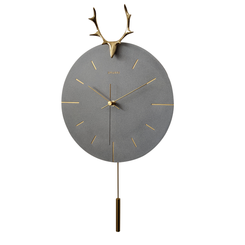 钟木时客厅圆形水泥现代时钟个性钟表时尚静音挂钟