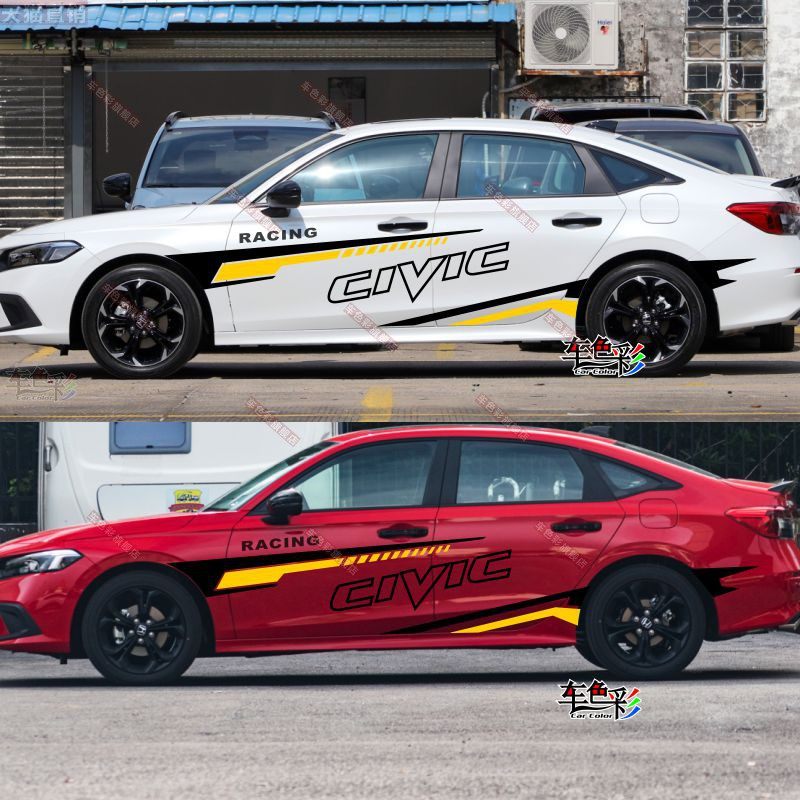 适用改装车拉花车贴侧面两侧车身改装本田civic汽车装饰贴