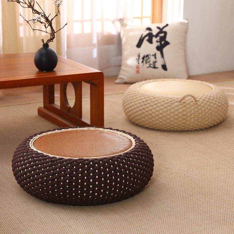 坐垫日式蒲团客厅阳台榻榻米垫子草编坐墩藤编蒲团
