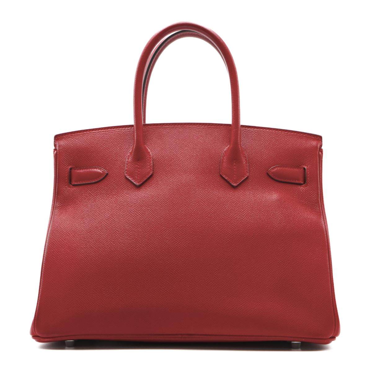 中古hermes爱马仕birkin30铂金手提包红色女士包袋