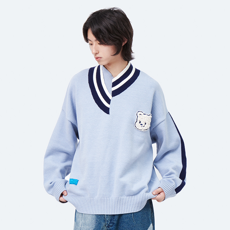 tnqt宋亚轩秋装春秋情侣毛衣针织小熊tourniquet毛小熊针织衫