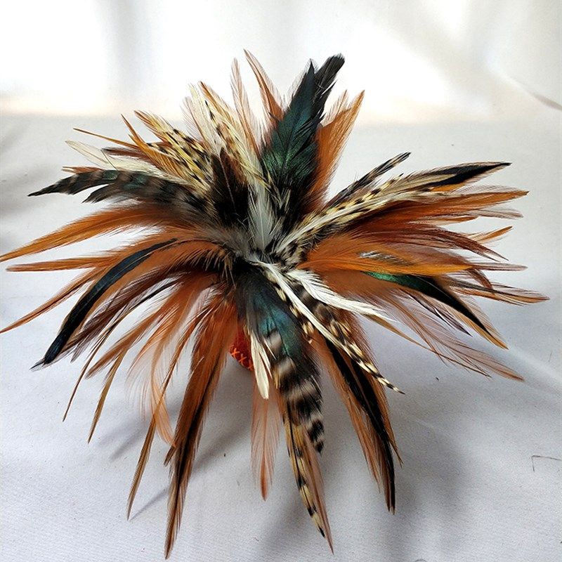 毽子毛妈手工仿古古铜钱不染色鸡毛本色芦花毽子