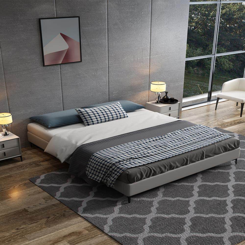 床头床意式民酒店榻榻米不带床皮床架方形无靠皮艺床